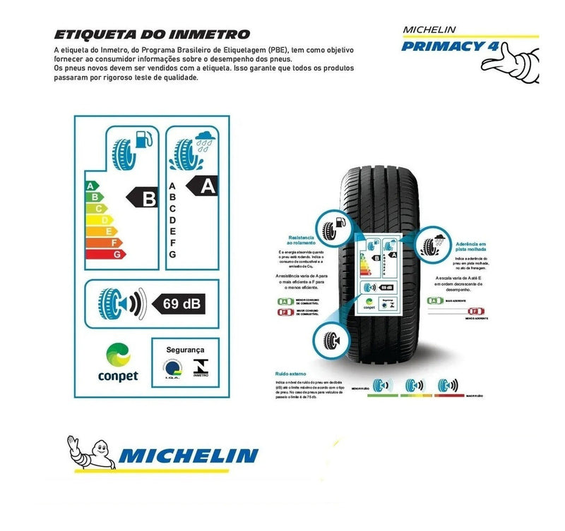 Kit De 4 Pneus Michelin Primacy 4 P 185/60 R15 88 H Aro 15