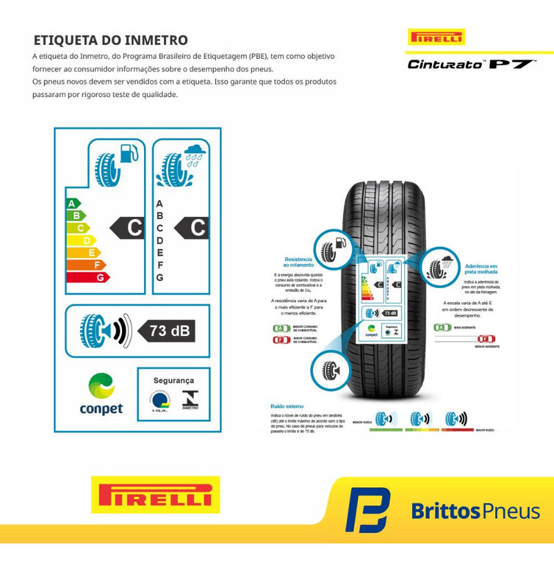 Kit 2 Pneus Polo Aro 17 Pirelli Cinturato P7 205/50 R17