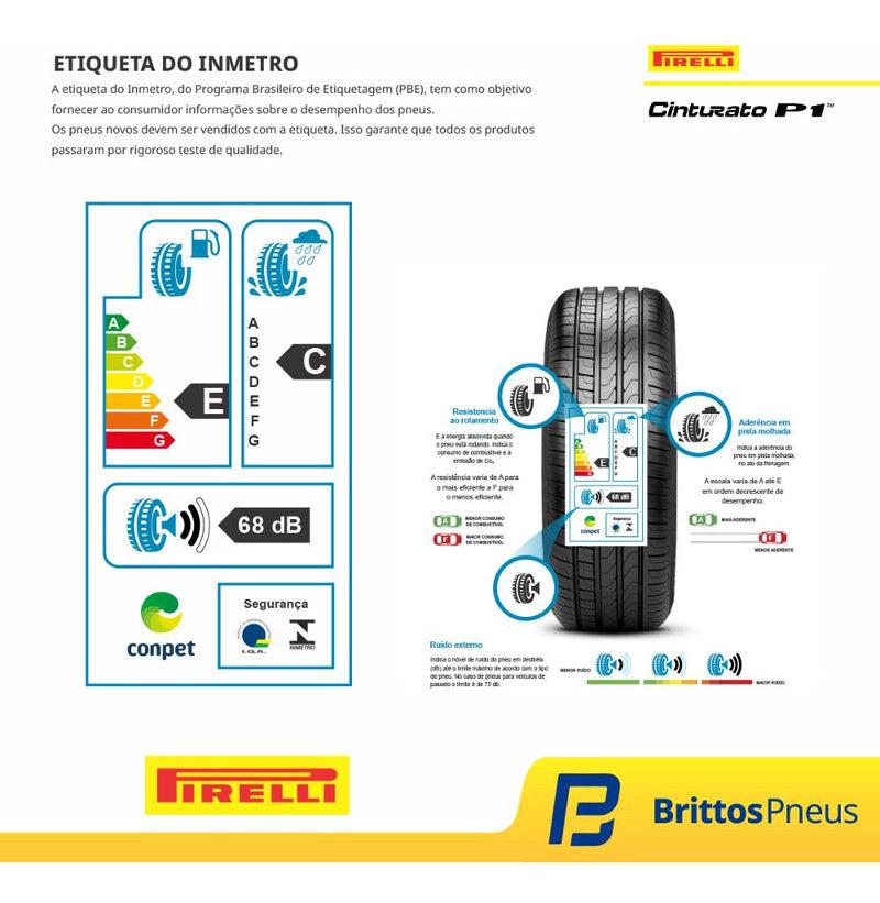 Kit 4 Pneus Pirelli Aro 15 Cinturato P1 185/60 R15